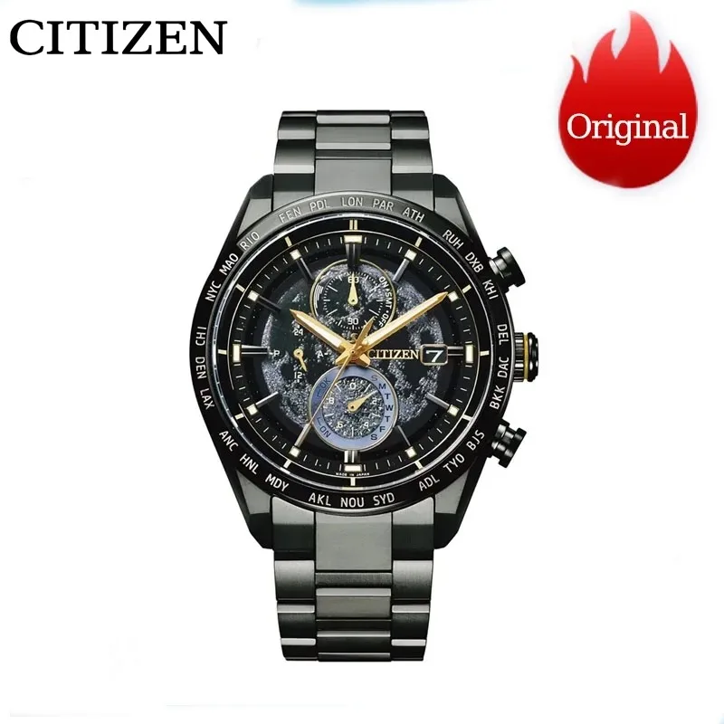 Часы CITIZEN Luxury The Back of The Moon Мужские кварцевые, модные повседневные мужские часы с календарем и звездами, из нержавеющей стали