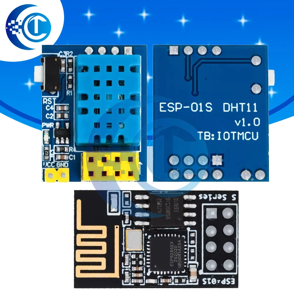 ESP‑01 ESP‑01S ESP8266 WiFi Module DHT11 Temp Humidity Sensor, IoT DIY Kit for Smart Home Project