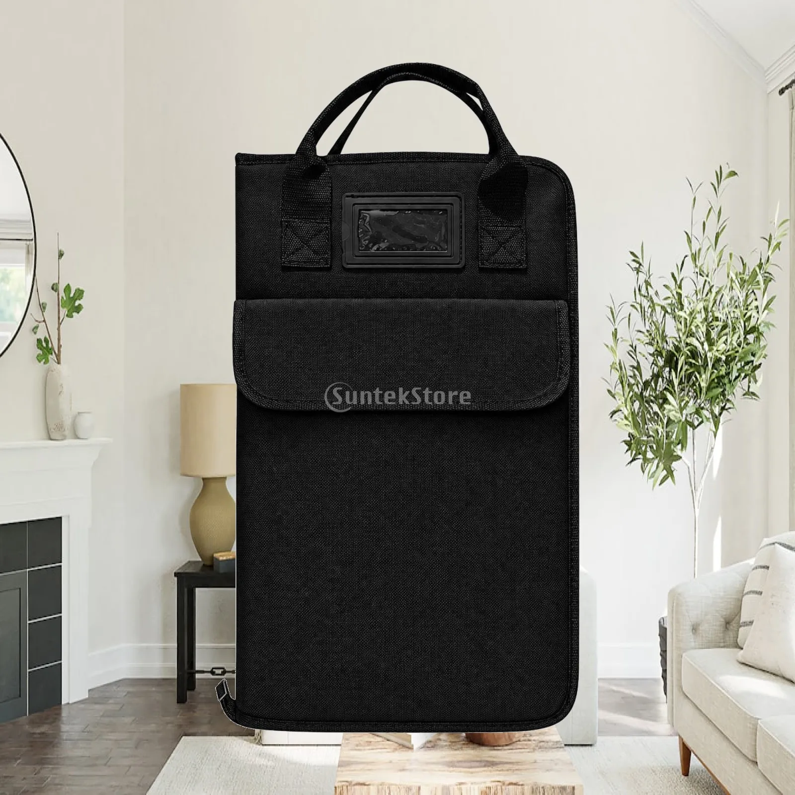Lightweight Percussion Stick Carry Bag with Clear ID Window and Front Flap Pocket for Drum Supplies