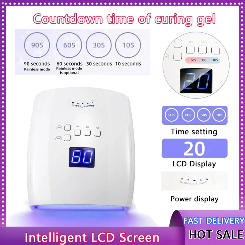 

Rechargeable UV LED Nail Lamp 66W Lamp for Manicure with LCD Screen 4 Timer Settings Nail Art Manicure Tools for Home and Salon