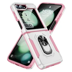 Plastic Hard Shell Ring Holder Phone Case for Samsung Galaxy Z Flip 6 5 4 Flip6 Flip5 Flip4 5G Shockproof Protective Cover