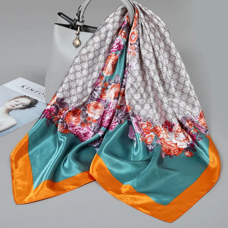 

Small Silk Scarf for Women, Large Square Scarf, Gauze Scarf for Spring, Autumn, and Winter, Paired with a Shirt, for Middle-Aged Mothers, Square 90×90 Thin Scarf