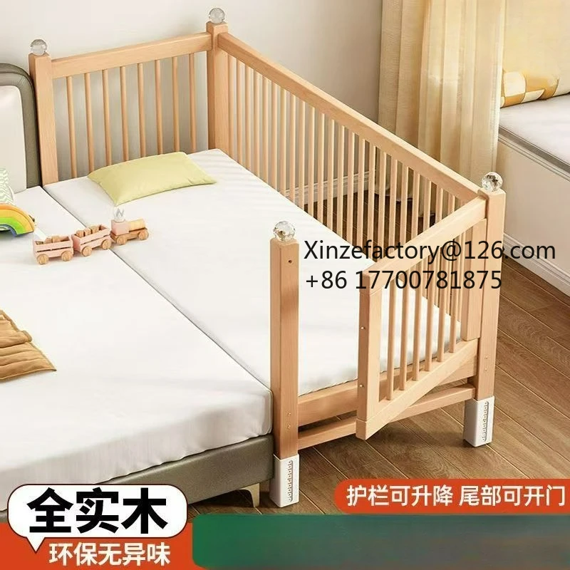 Factory Direct 2026 Top Rated Splicing Bed Beech Bedside Wide Baby  Adults Can Sleep Guardrail Lift Children's