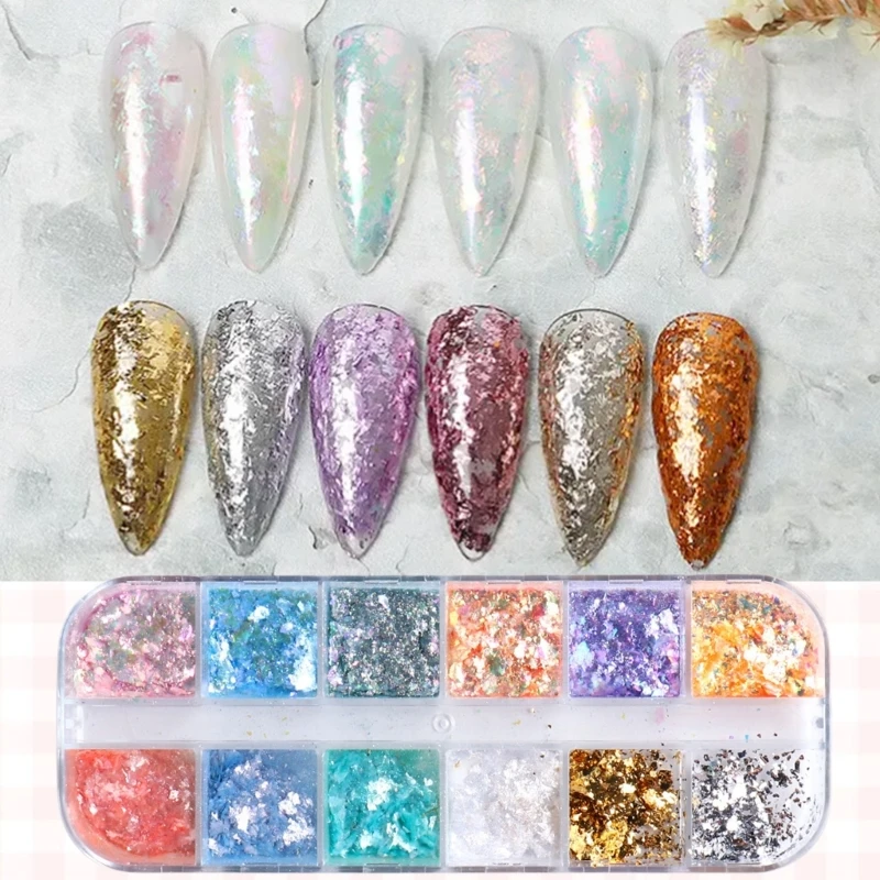 1 Box Glitter Poeder Nagelbedels voor Vrouwen Gemengde Nagels Kunst Decoratie DIY Craft