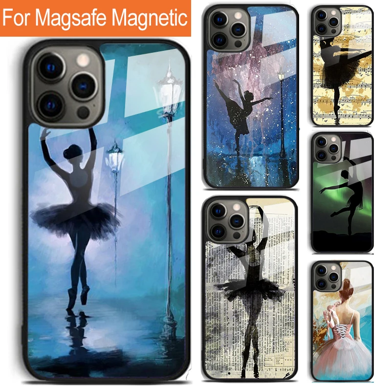 Ballerina Girl Dancing Phone Case For iPhone 16 15 14 13 12 11 Pro Max Plus Magsafe Magnetic Wireless Charging Cover