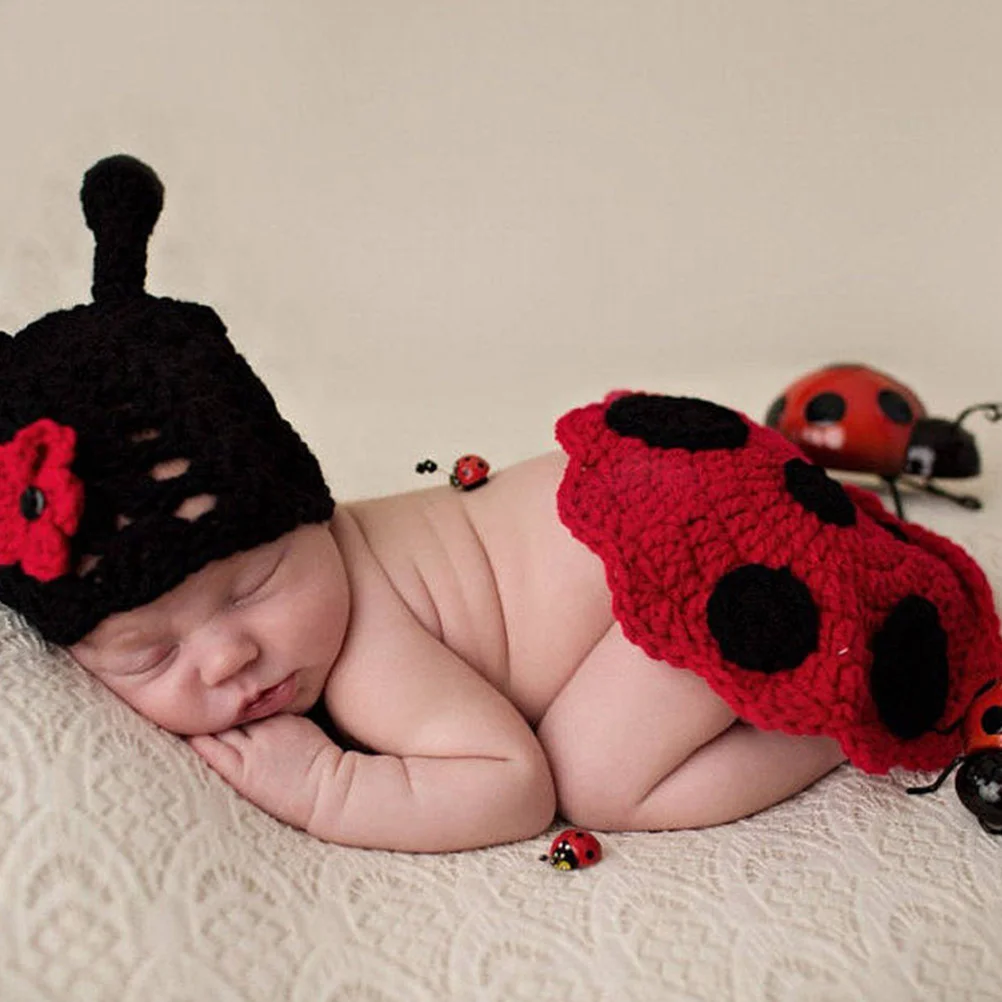 

Seven-Star Ladybug Cloak Toddler Props for Photoshoot Lace Baby Costume Red Newborn Infant