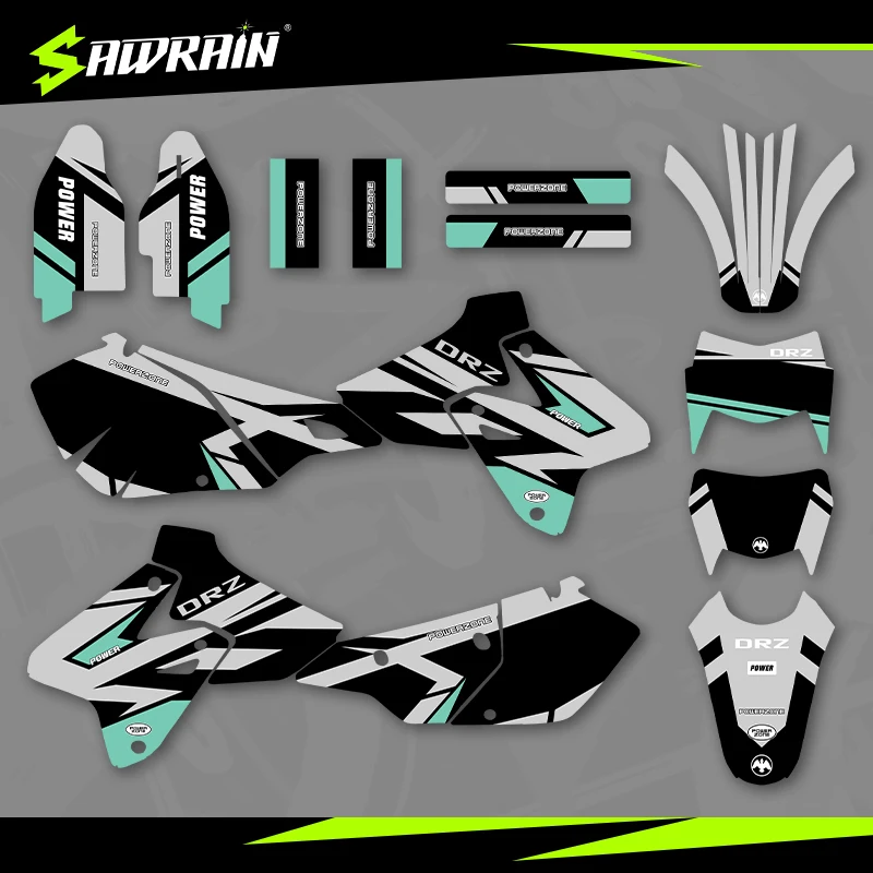 Kits d'autocollants d'arrière-plan graphiques de moto Sawrain pour SUZUKI 99-22 DRZ400-S-SM-E 08