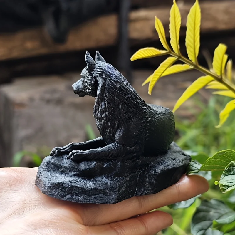 Nordischer Stil Harz-Wolf-Ornament, ruhige Liegehaltung, Dekoration für Arbeitszimmer und Eingangsbereich, Halloween-Kunstwerk „Wächter der Dunklen Nacht“, grenzübergreibendes exklusives umweltfreundliches Premium-Prod – Detail 2