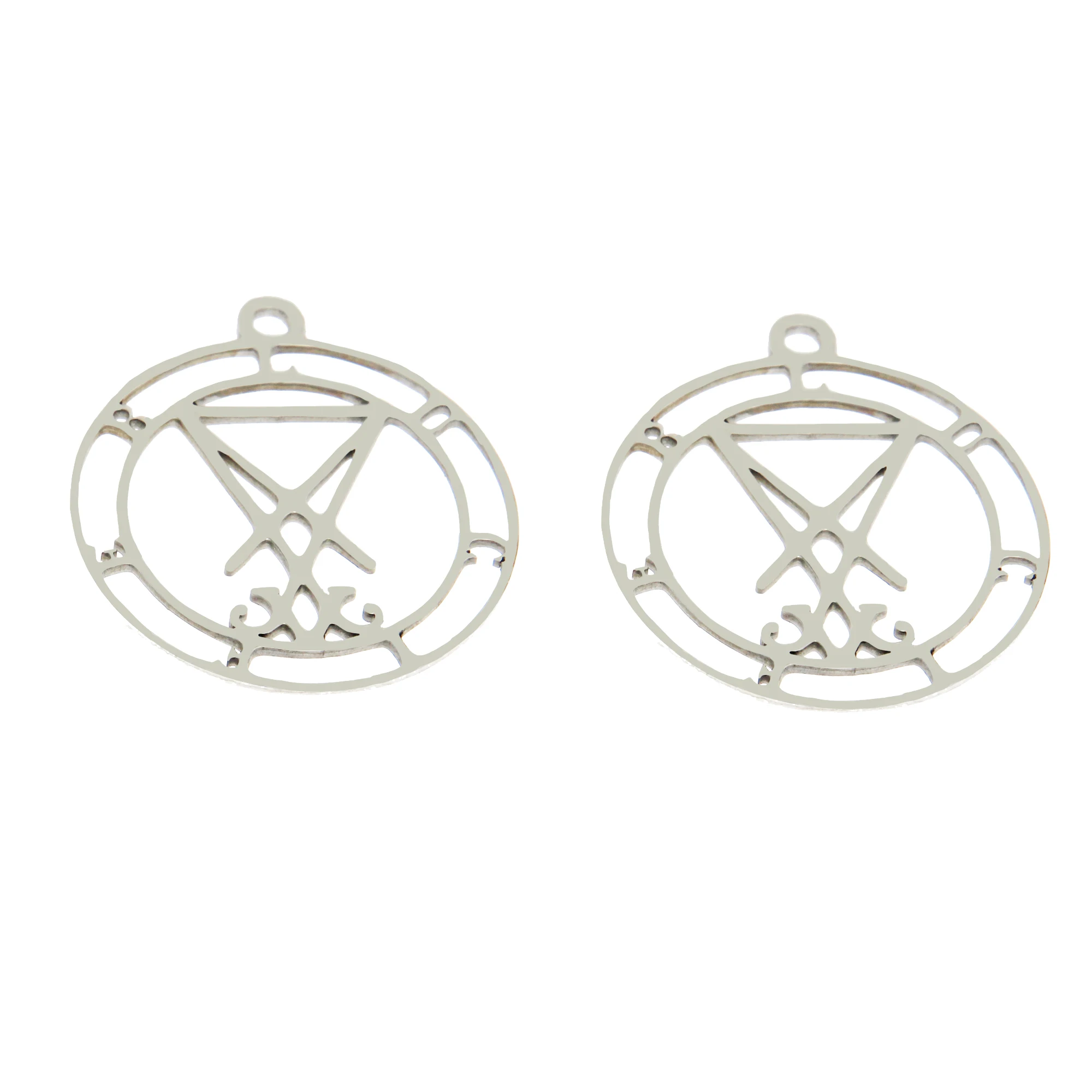 

5Pieces/lot Lucifer Charm Satanic Sigil of Demon Stainless Steel Pendant for Diy Necklace Jewelry Making 25mm