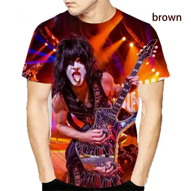 2024 Popular Kiss Band Solo Print T-shirts 3D Men Women Summer Short Sleeve Hip-hop Tee shirt Fashion Personality Men\'s Clothing