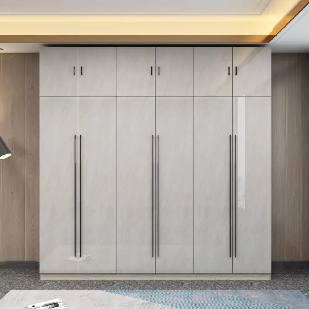 Customizable Full Height Integrated Wooden Wardrobe with Hidden Handle for Luxury Villa Bedroom Storage Space Optimization