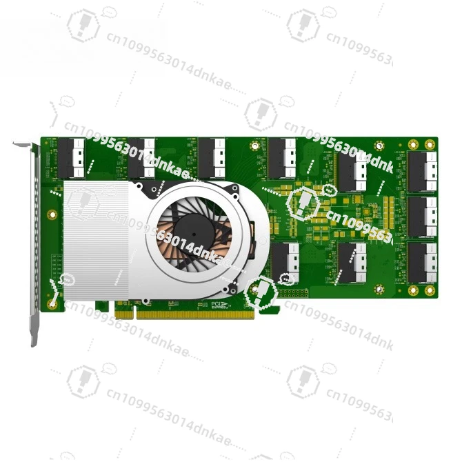 PCIe4.0 X16 10 * SFF8654 8i U.2 NVMe بطاقة توسيع بطاقة الرسومات AI توسيع PEX88096