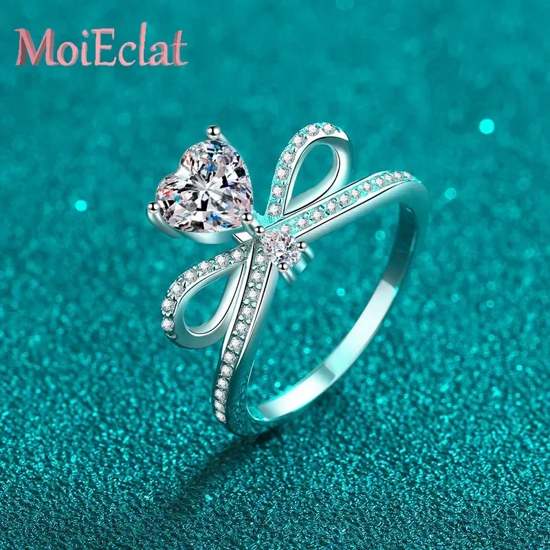 Luxury 1ct Moissanite Beating-heart Platinum Ring for Women, PT950 Wedding Rings Sparkling Bridal Jewelry Wedding Party Gift