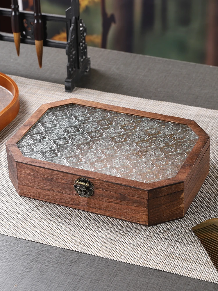 

Tea Rose Wood Jewelry Box Crystal Ring Bracelet Storage Case Vintage Sle Handmade Decorative Keepsake Box for Home Organiza...