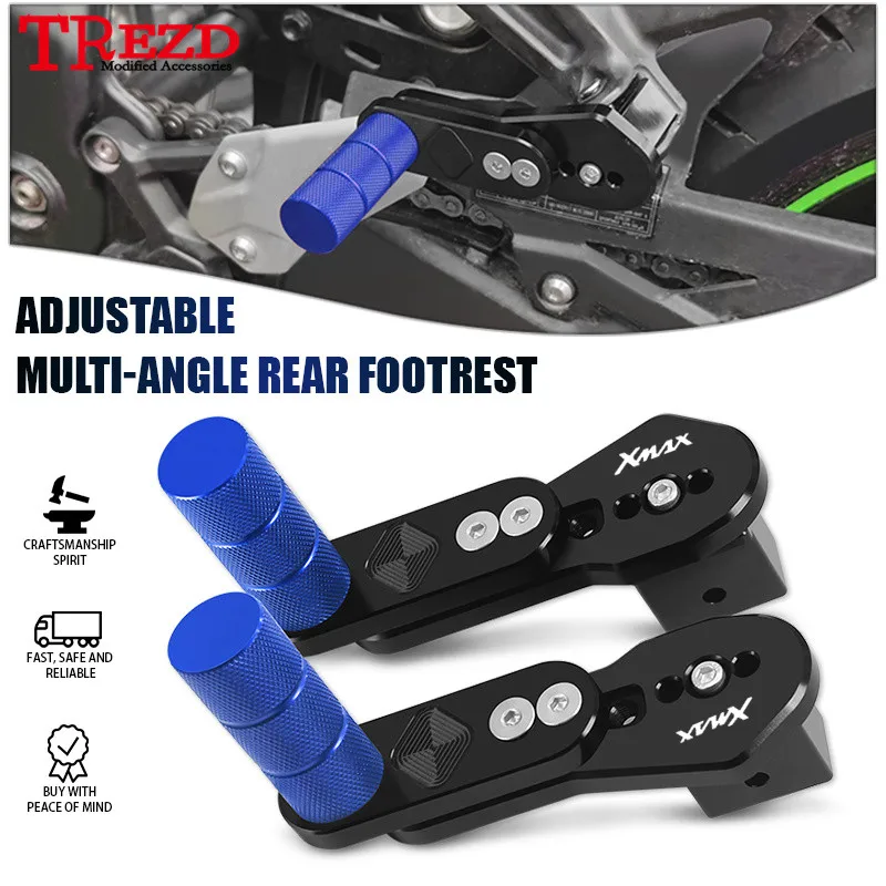 

For NMAX155 18-24 XMAX400 300 125 250 15-24 NVX155 18-24 Motorcycle Adjustable Multi Angle Retractable Rear Passenger Footrest