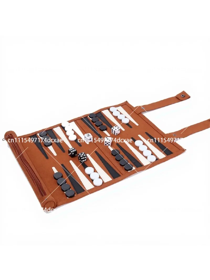 Backgammon Board Game Set Portable Travel Game for Adults Kids Foldable Roll Up Board Strategy Game