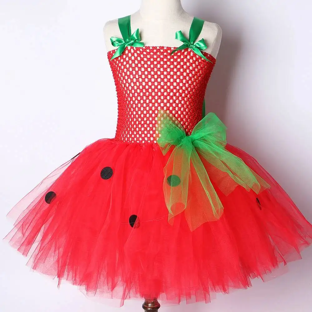 Baby Girls Strawberry Tutu Dress for Kids Birthday Costumes Fruits Party Princess Dresses Children Halloween Christmas Outfits