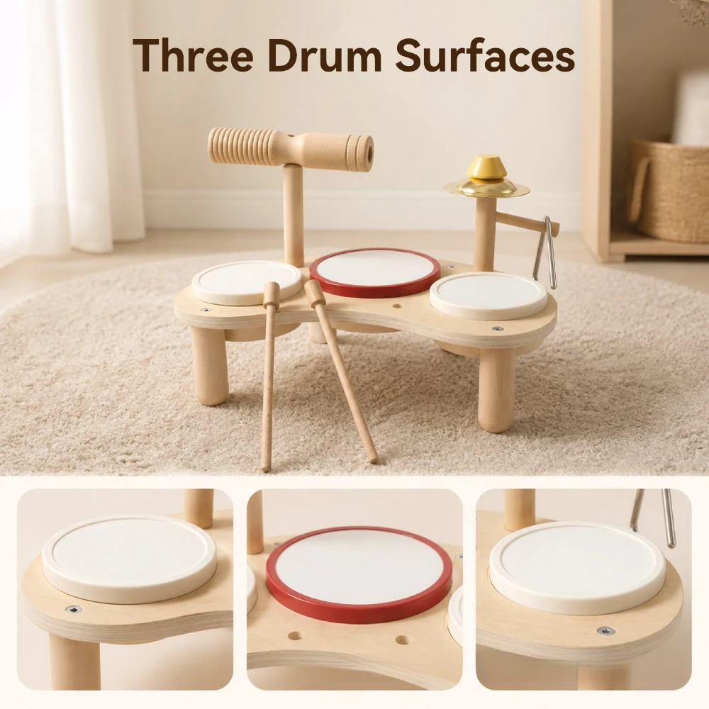 Education Percussion Instrument Set Sensory Developmental Piano Musical Toy with Drumsticks and Detachable Music Stand