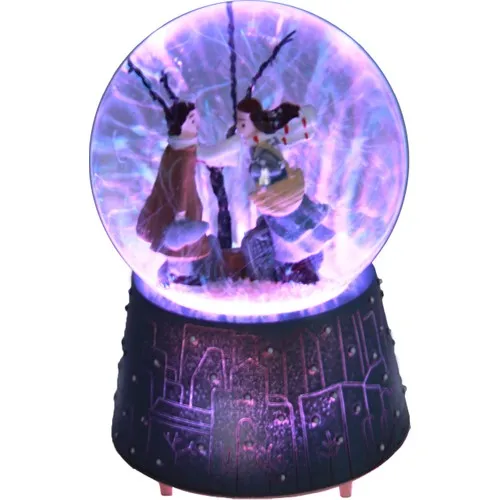 Gift Is Us Winter Tale Musical and Light Snow Globe Medium Size Purple