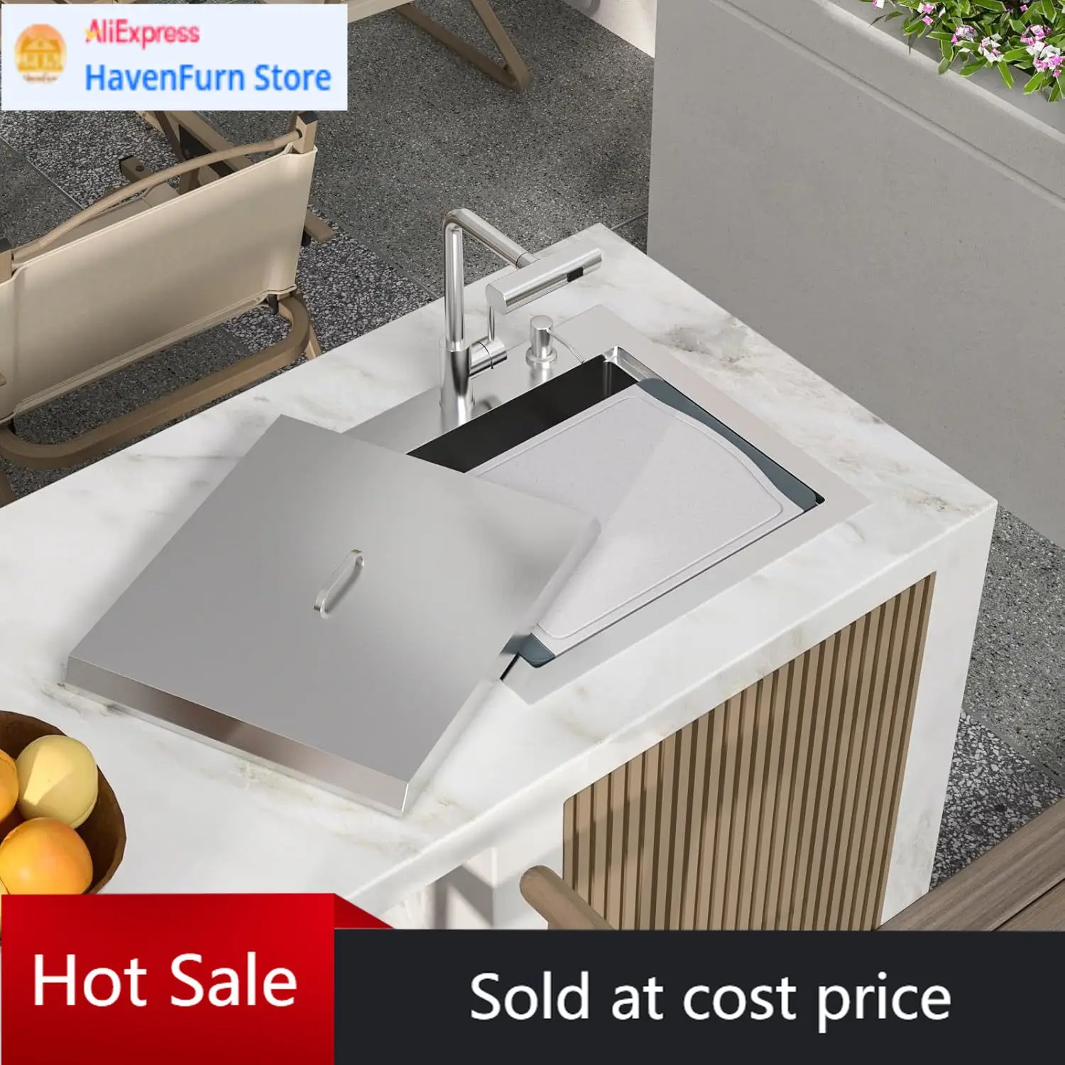 

Activity price21 Inch Outdoor Kitchen Sink 21x20 Stainless Steel Drop Sink 16 Gauge Pull Down Faucet Combo Cover Small Outdoor K