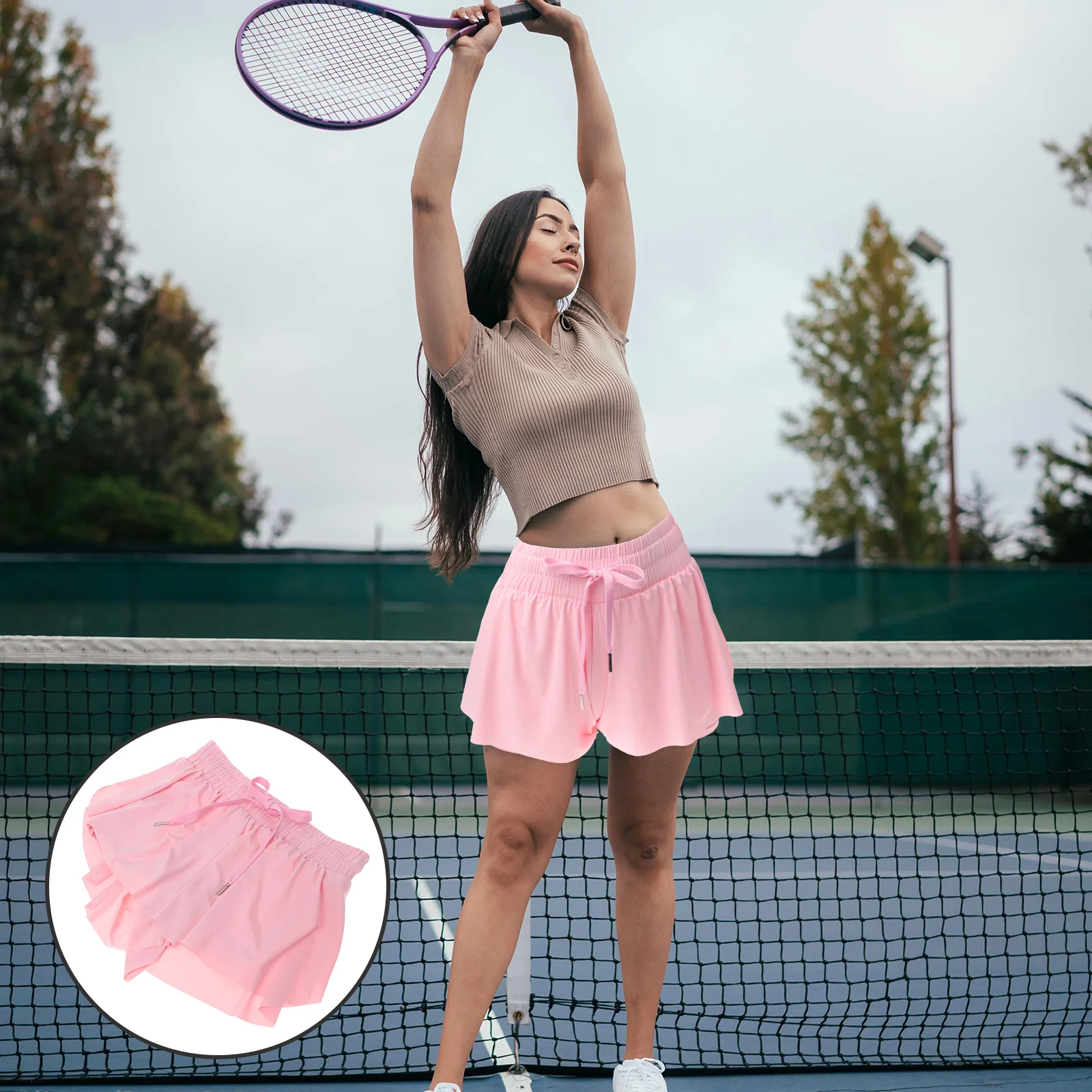 

Skort for Woman Height 130cm Sports Skort Durable Stretchy Workout Skirt Running Tennis Golf Skorts Skirt with Shorts
