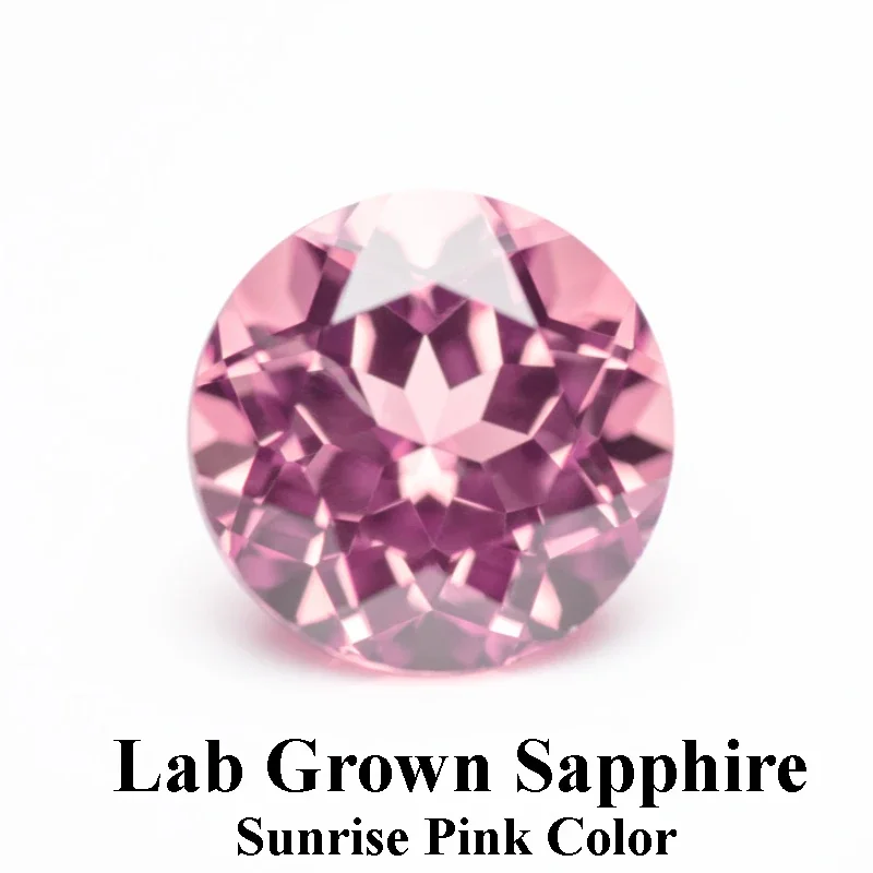 

Lab Grown Sapphire Sunrise Pink Color Round Shaped Gemstone Beads for Charm Diy Jewelry Making Selectable AGL Certificate