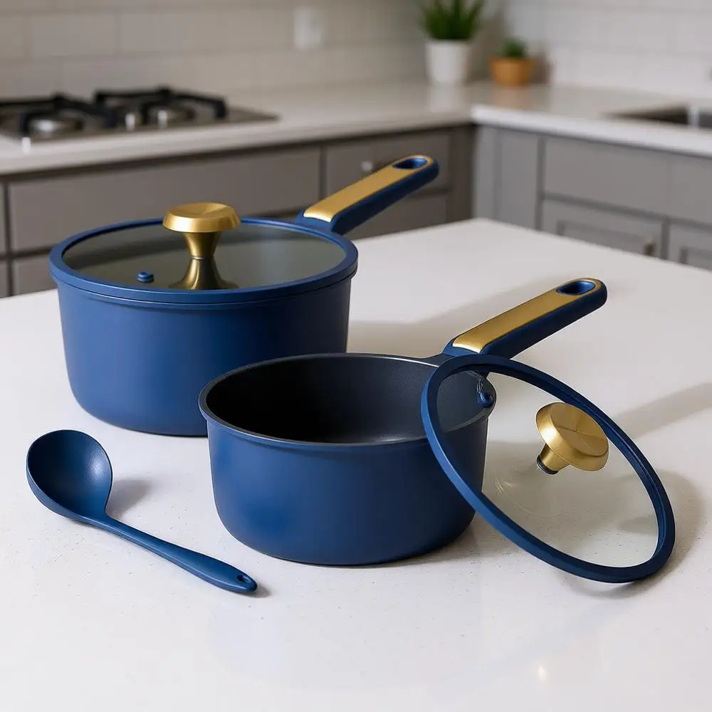 

Наборы кастрюль 2QT и 2.5QT с крышкой и половником, антипригарная посуда для приготовления пищи, маленькие кухонные кастрюли, совместимые с индукционными плитами, E