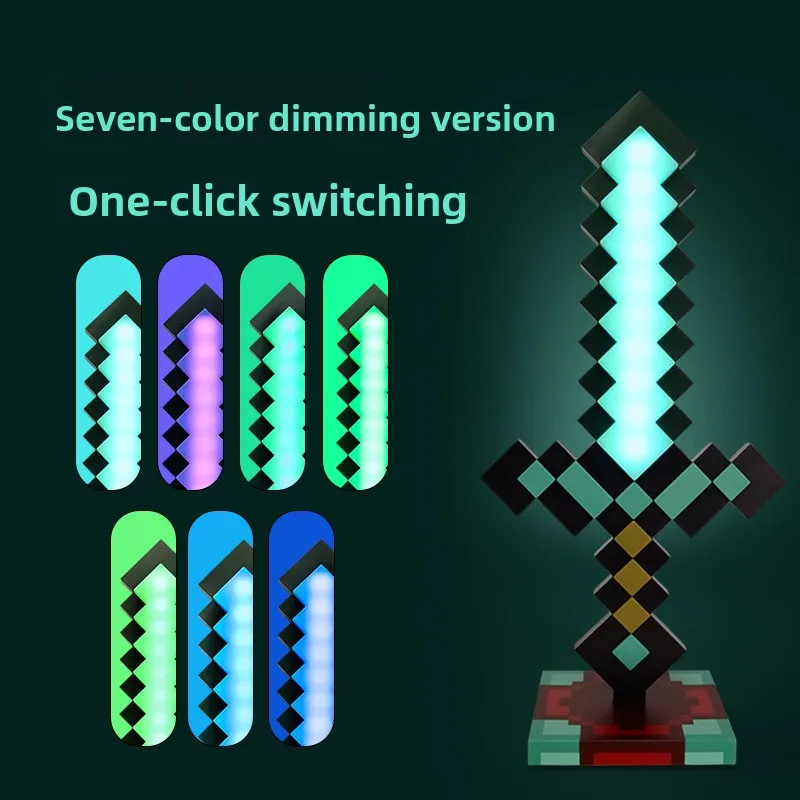 

Diamond sword lighting fixture with night light LED lamp, plug-in type or desk lamp, suitable as a gift for children and girls