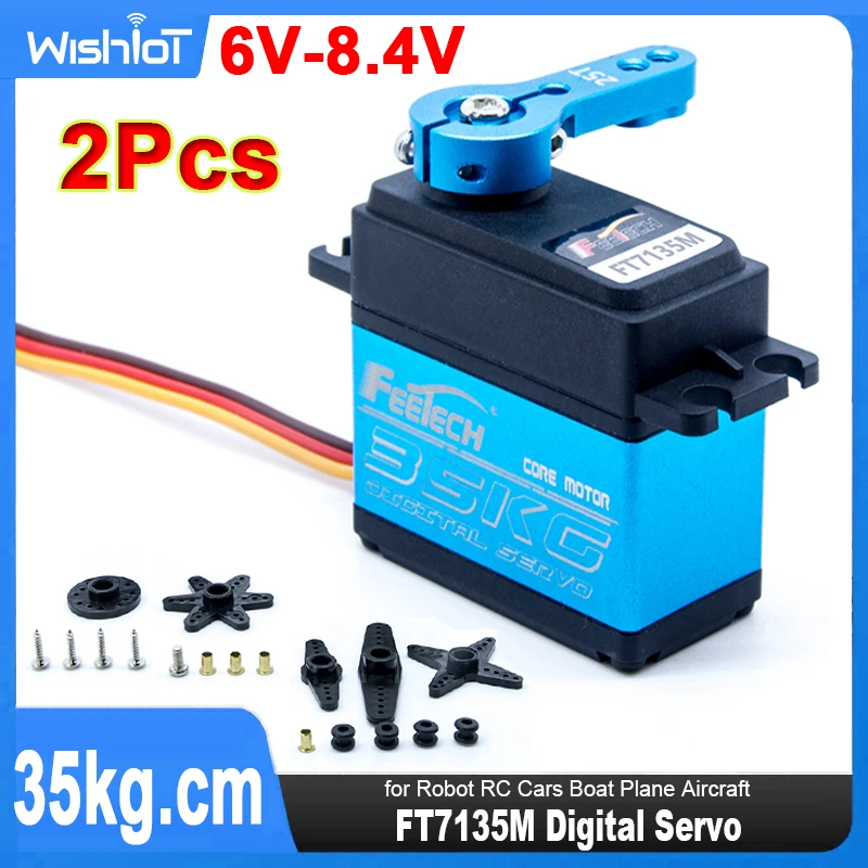 2 uds 35kg.cm Servo Digital FT7135M alto par 180 °   Servomotor de engranaje de acero sin control, para coches robots RC, barcos, aviones