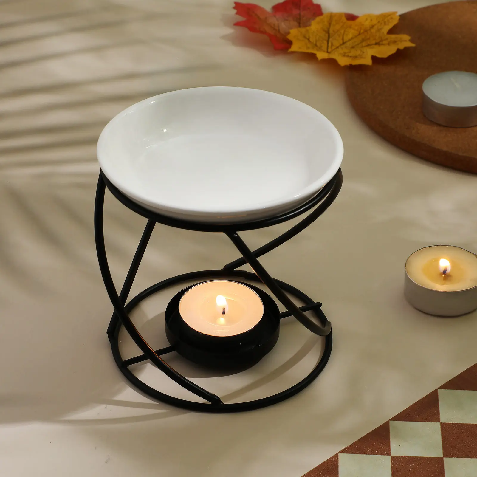 Sleek Essential Oil Diffuser Warmer with Tea Light Base Beautiful Scent Diffuser for Relaxation Bedroom Living Room Decor Item