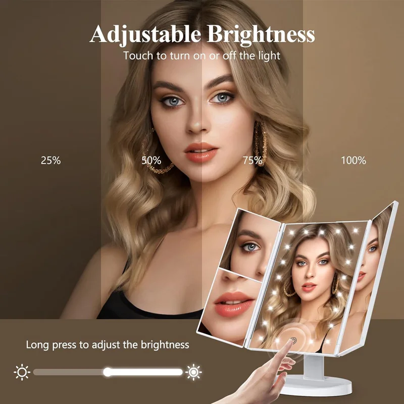 New foldable touch screen makeup 3X/2X/10X magnifying makeup mirror Portable LED nightlight desktop makeup mirror