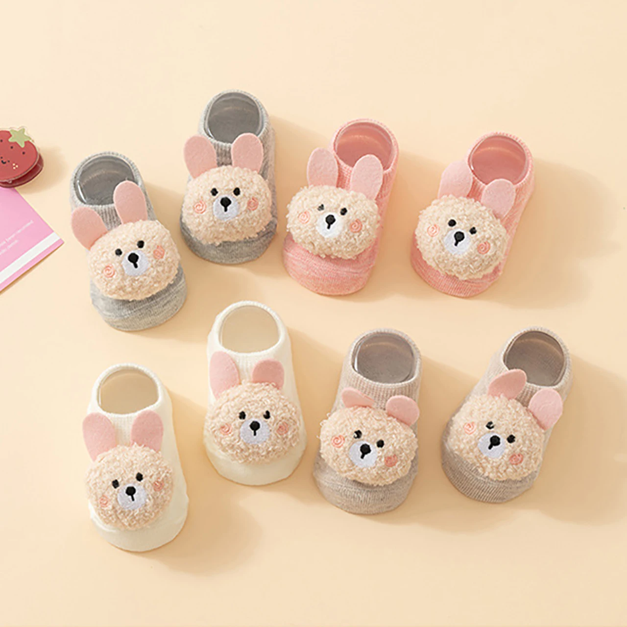 Indoor Anti-Slip Baby Floor Socks Spring Summer Boat Sock 0-3Y Newborn First Walkers Cute Cartoon Doll Cotton Sock Kids Footwear