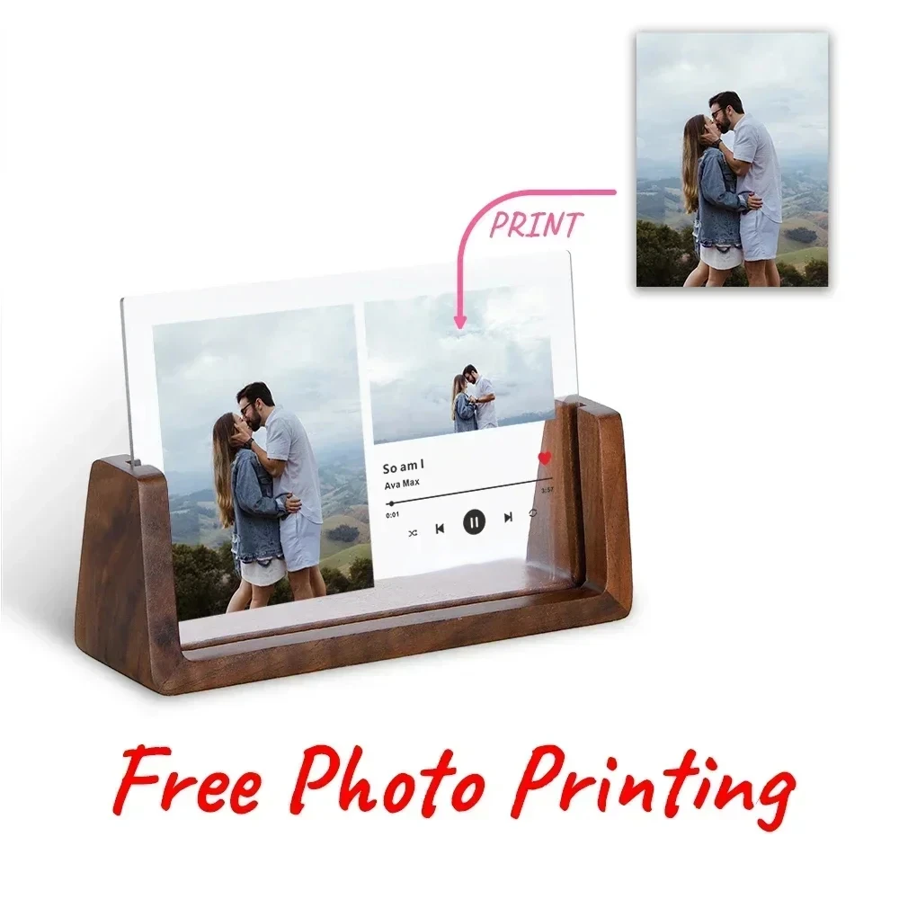 Customized Photo Frame for Wife Husband Gifts Personalized Wooden Music Desktop Photos Frames Custom Picture Frame Wholesale