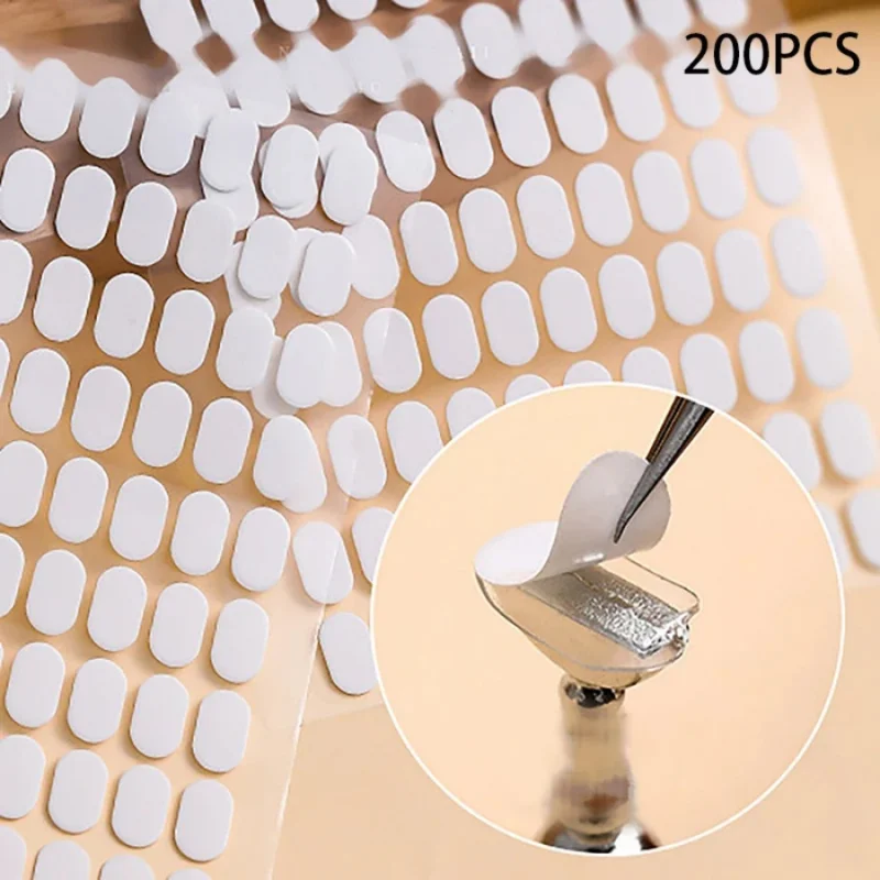 200pcs Nail Support Double-Sided Tape Nail Art Transparent No-Trace Jelly Tape Wearable Nail Tips Practice Base Fixing St
