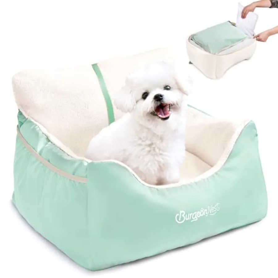 

Dog Car Seat for Dogs Detachable and Washable Cat Carseats Under 25 lbs Soft Pet Booster Seats with Storage Pockets and Clip-On