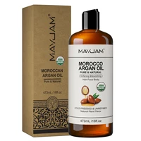 MAYJAM Aceite de argán marroquí orgánico puro para masaje en la cara, el cabello y el cuerpo Aceite de almendras dulce prensado en frío Aceite facial certificado USDA de 473 ml