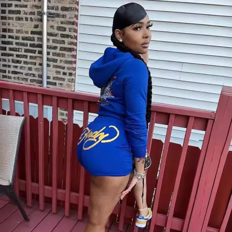 Nuovo 2025 Sifreyr Casual Stampa Lettera Top Set Con cappuccio a maniche lunghe Cerniera Slim Fit Cardigan Top Sport Avvolto Hip Drawstr eqs9X