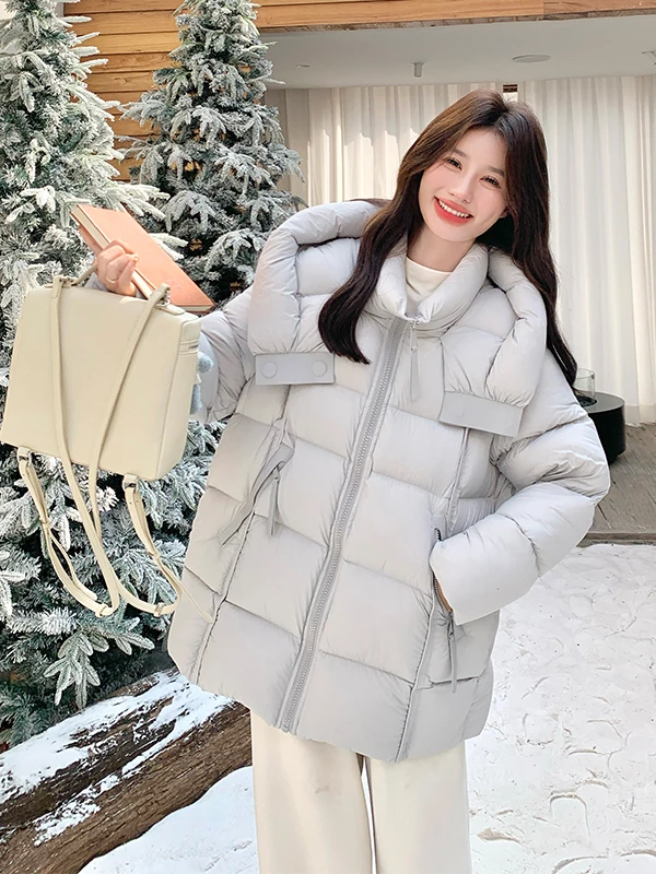 한국 슬레 티엔드 브레드 다운 자에트 여성용 겨울 패션 디자인 따뜻한 화이트 다운 코트 캐주얼 레귤러 핏 지퍼