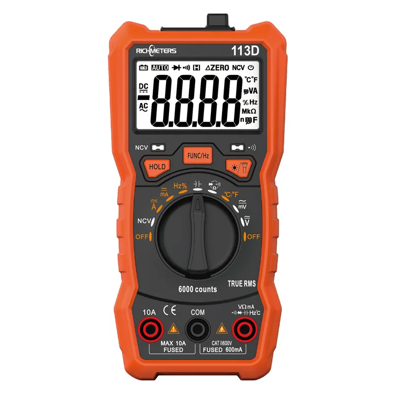 Multimeter RM113D Multimetro Tester Digital Multimeter 6000 Counts Auto Ranging AC/DC Voltage Temperature Measuring