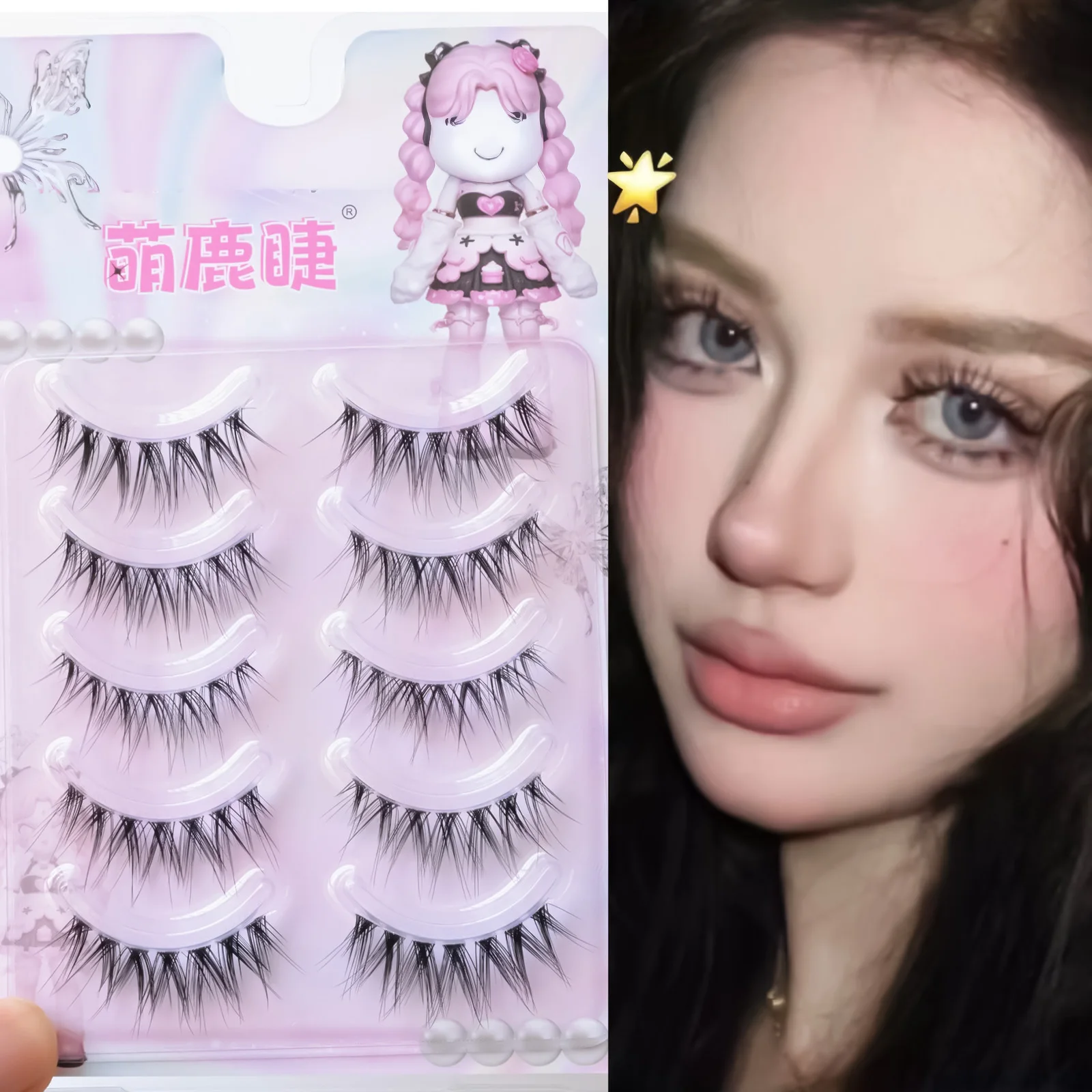 Little Devil Manga False Eyelashes full strips Transparent Band natural lashes For Natural Volume And Dramatic Look