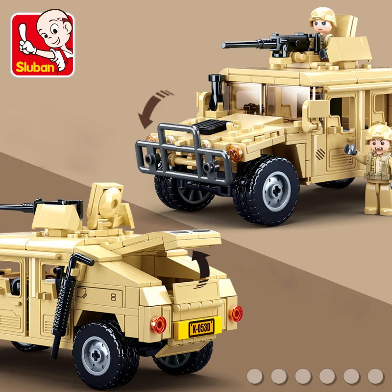 

Sluban 265PCS WW2 Military SWAT H1 Assault Vehicle Building Blocks Army Soldier Armor Car Model Bricks DIY Toys Gifts For Kids