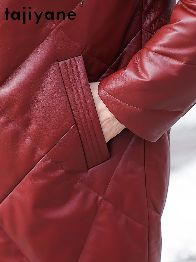TAJIYANE 100% pelle di pecora Piumino di media lunghezza in vera pelle Piumino da donna Colletto di volpe Capispalla invernale Abbigliamento da donna 2025