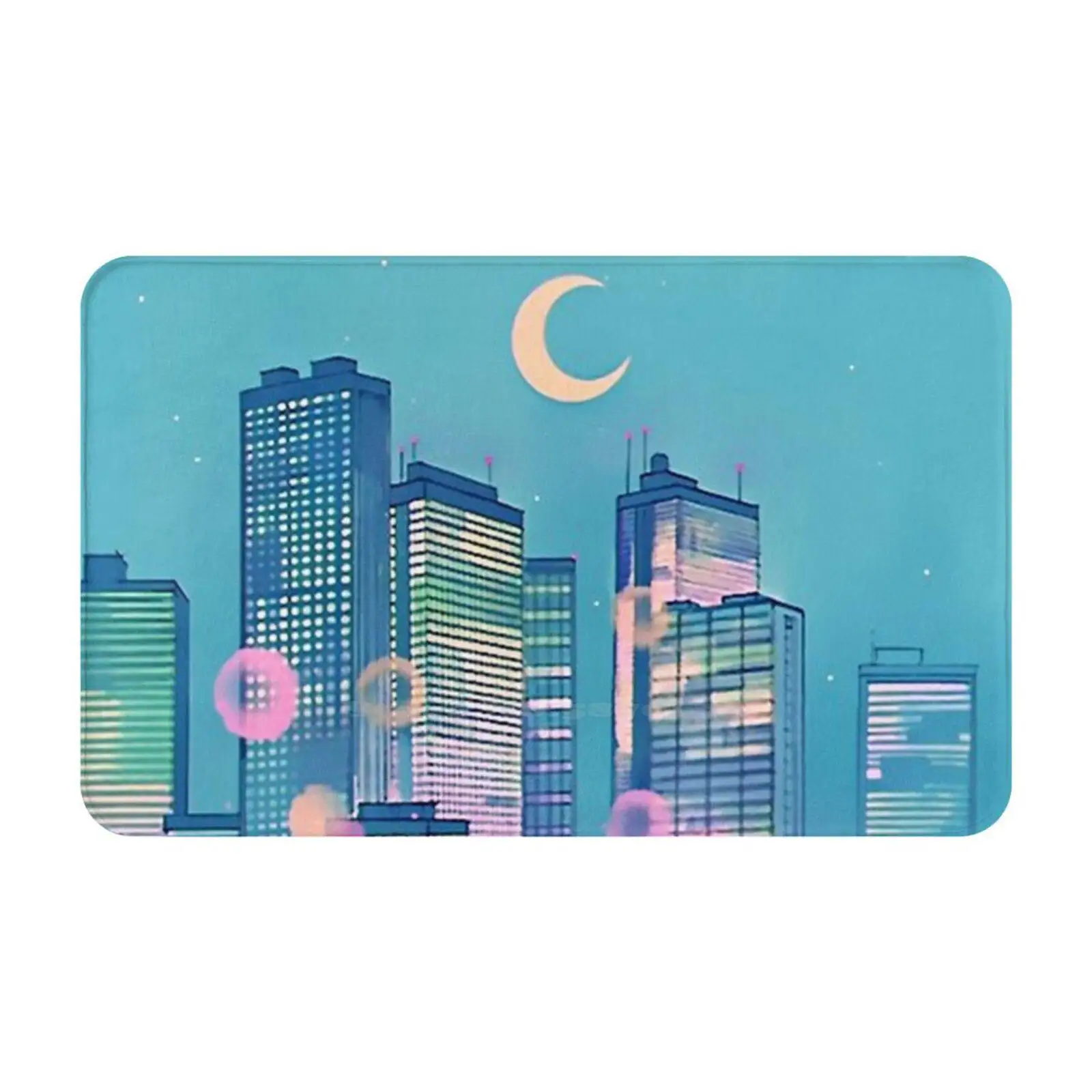 Classic Shoujo Skies Soft Cushion Car Home Carpet Door Mat Salior Moon Scenery Anime Scenery Anime Background Buildings Pastel