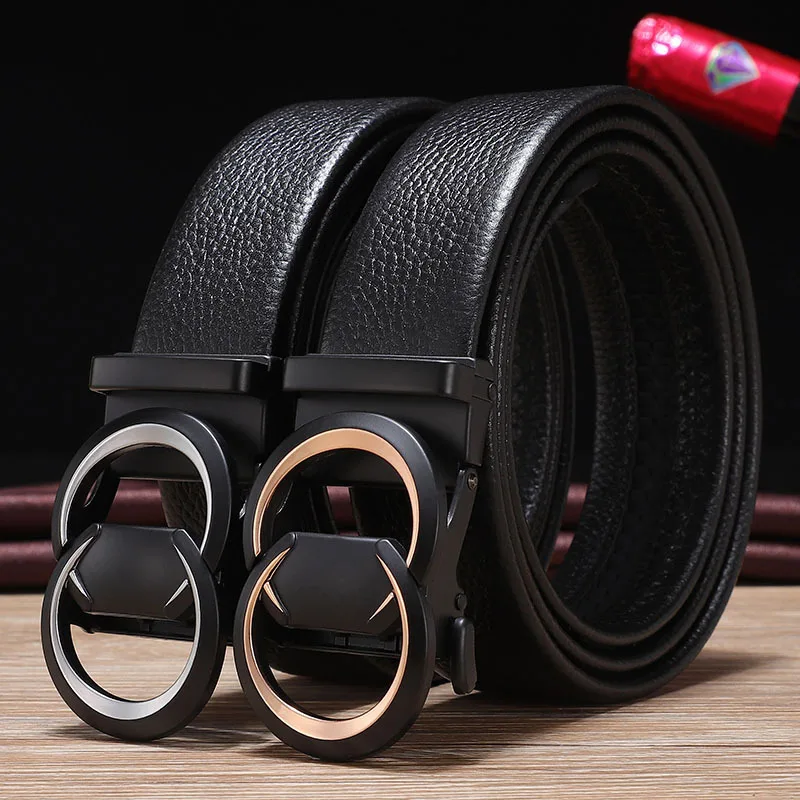 Men's Belts Fashion Alloy Automatic Buckle Belt Business Casual Genuine Leather Men's Belts Luxury High Quality Waist Band 3.5cm