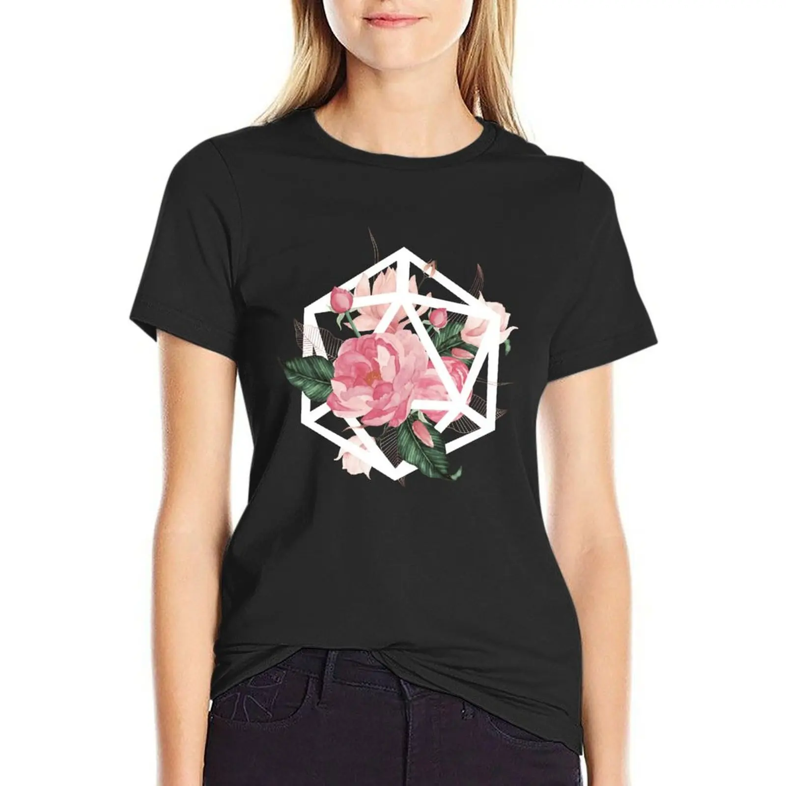 DND Peony Flower D20 T-Shirt graphics plus size tops anime oversized woman t shirt