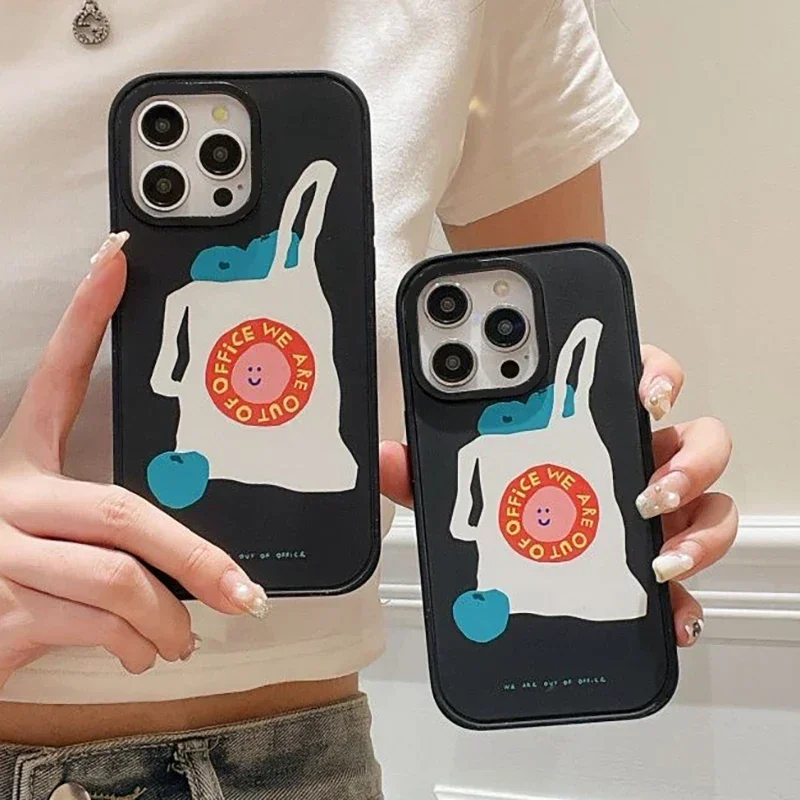 

Shopping Bag Black Frosted Phone Case Cover for IPhone 13 14 15 16 Pro Max Case