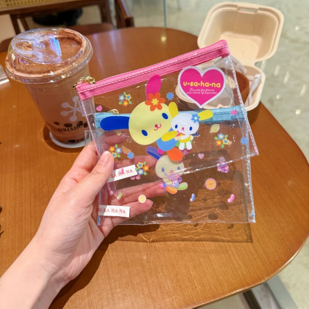 

Cute Usahana Cartoon Storage Bag Print Pvc Transparent Heart-Shaped Buckle Pendant Accessories Coin Purse Woman Student Gifts