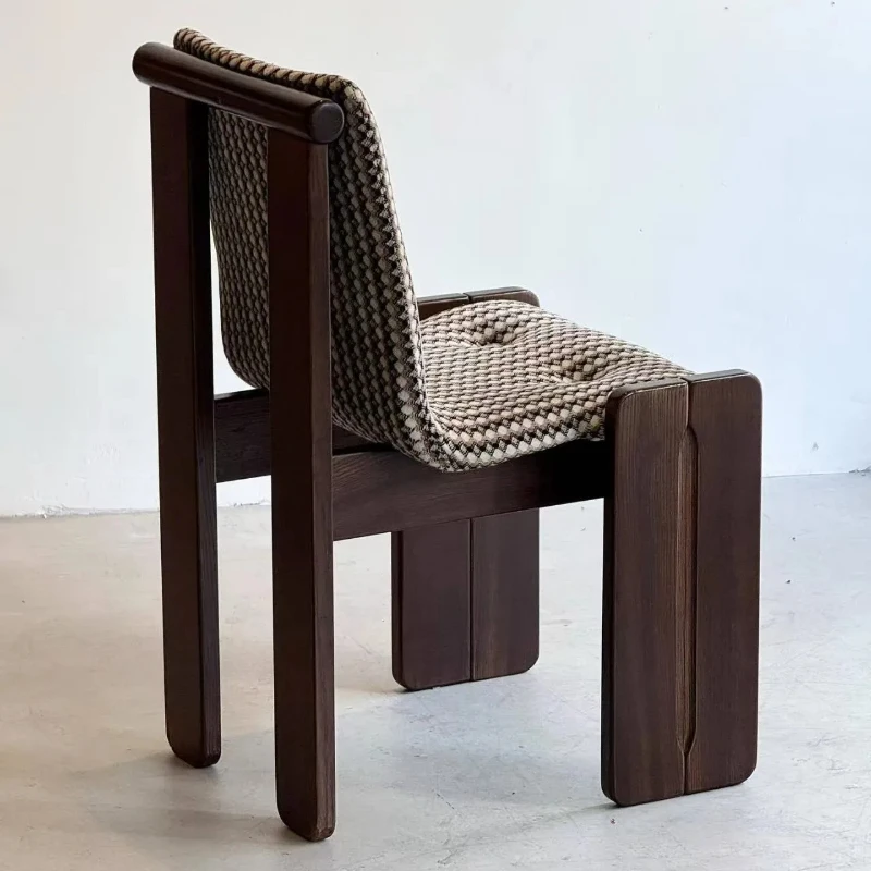 Silla de Comedor de Madera Maciza de Estilo Medieval, Nueva Silla de Comedor de Alta Gama con Respaldo de Madera de Fresno, Silla Estilo Wabi Sansi