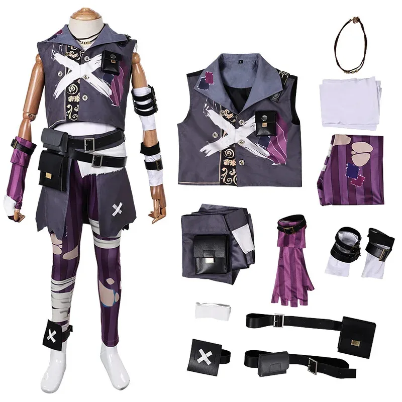 

Arcane Isha Cosplay Fantasy Child Boys Clothing Graffiti Suits Hat 2024 Game LoL TV 2 Costume Kids Children Roleplay Outfits