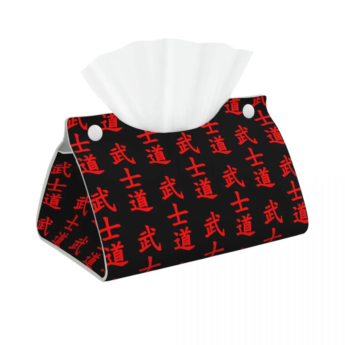 Custom Bushido Kanji Tissue Box Cover Rectangular PU Leather Japanese Warrior Samurai Facial Tissues Holder for Office